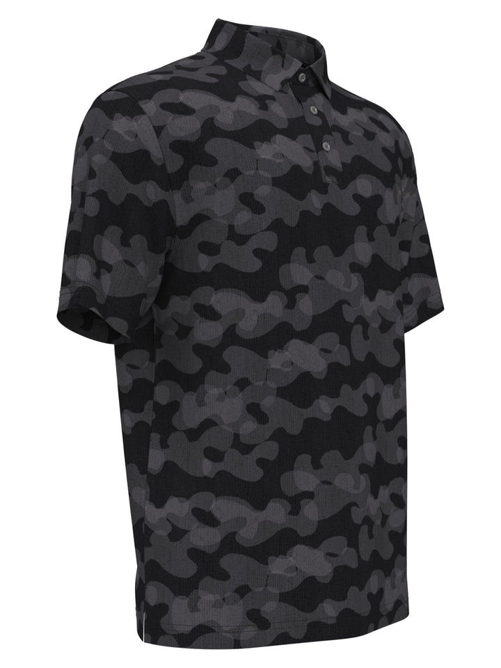 Boys Camo Print Herringbone Golf Polo