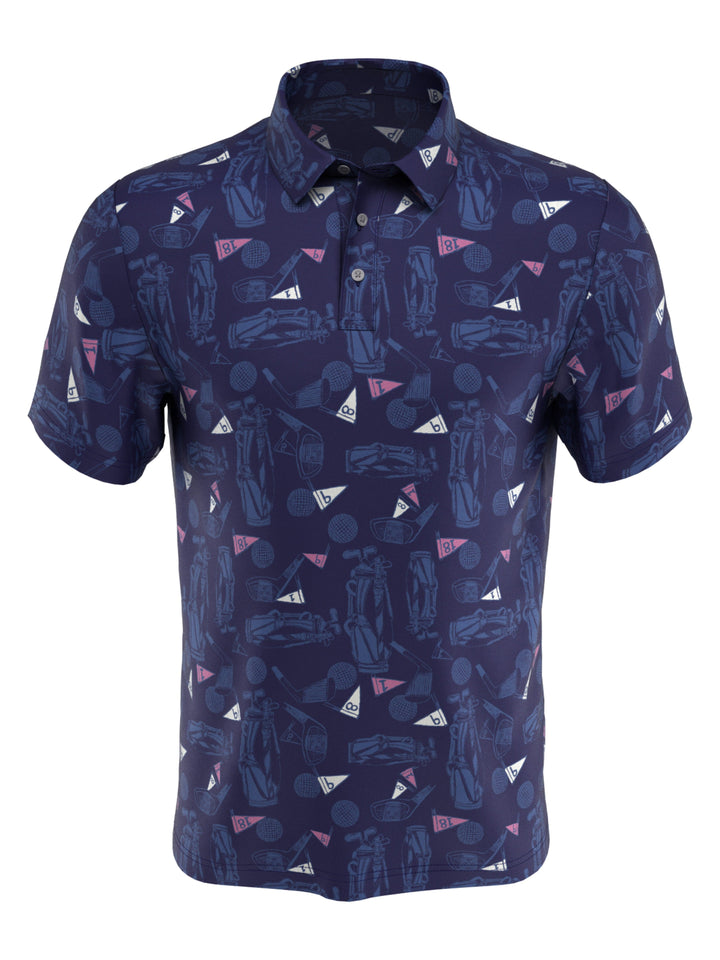 Golf Sketch Print Golf Polo (Blueprint) 