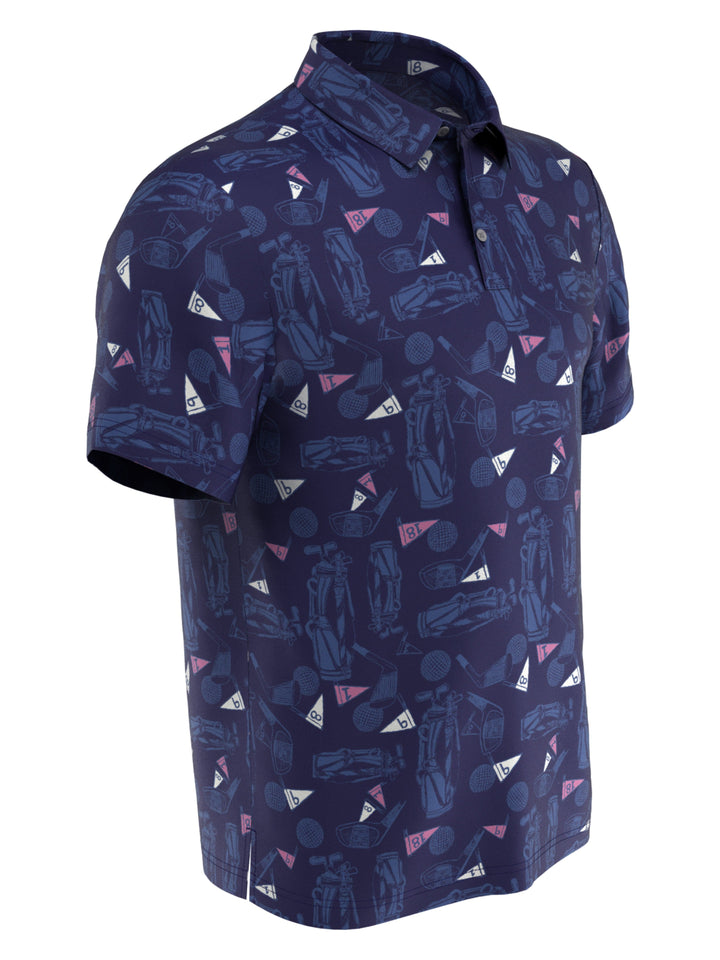 Golf Sketch Print Golf Polo (Blueprint) 