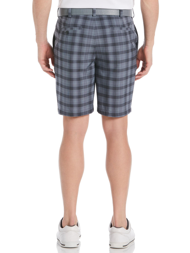 9" Shadow Plaid Golf Short with Active Waistband (Caviar) 