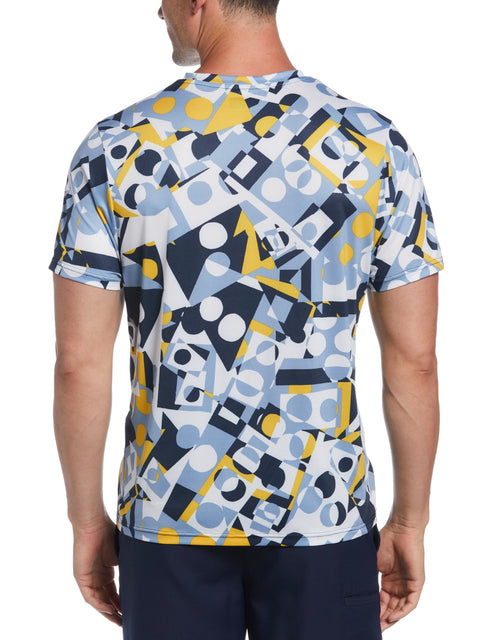 Abstract Multi Geo Printed Crew Neck Tennis Shirt (Peacoat) 