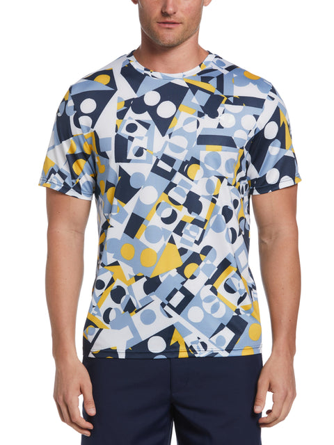 Abstract Multi Geo Printed Crew Neck Tennis Shirt (Peacoat) 