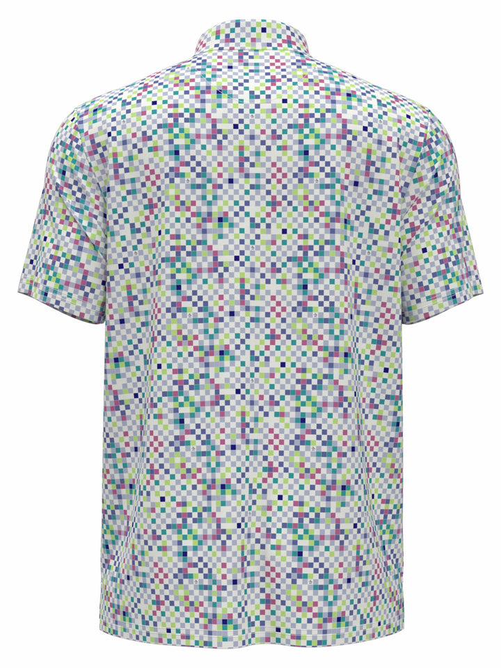 All Over Original Check Print Golf Polo Shirt (Bright White) 