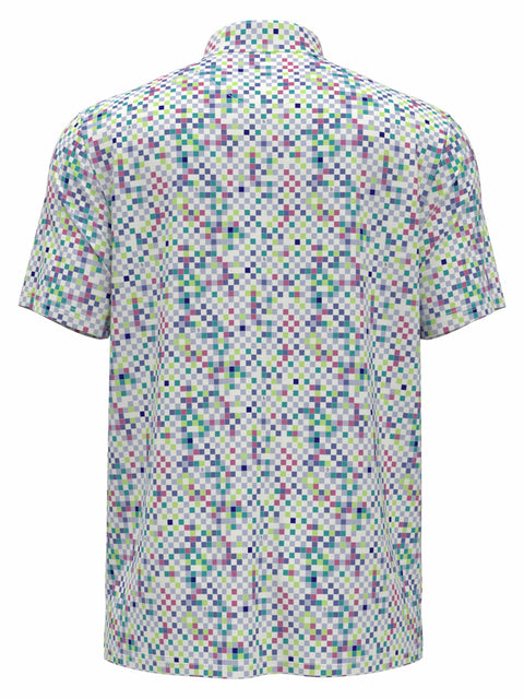 All Over Original Check Print Golf Polo Shirt (Bright White) 