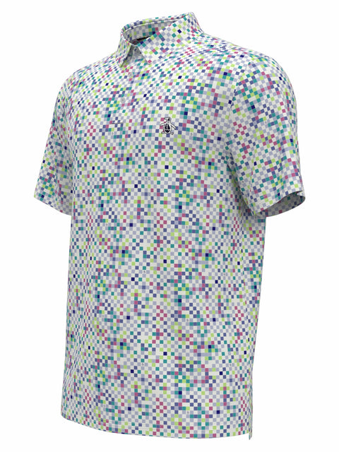 All Over Original Check Print Golf Polo Shirt (Bright White) 