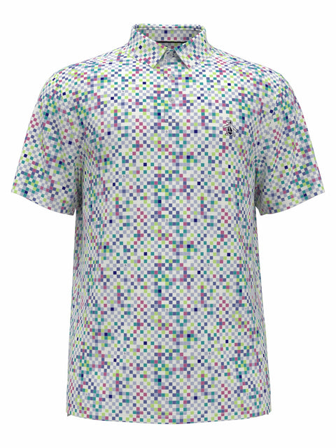 All Over Original Check Print Golf Polo Shirt (Bright White) 