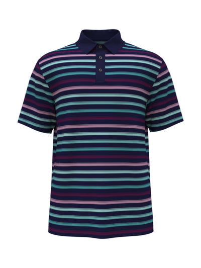 All-Over Stripe Print Golf Polo (Blueprint) 
