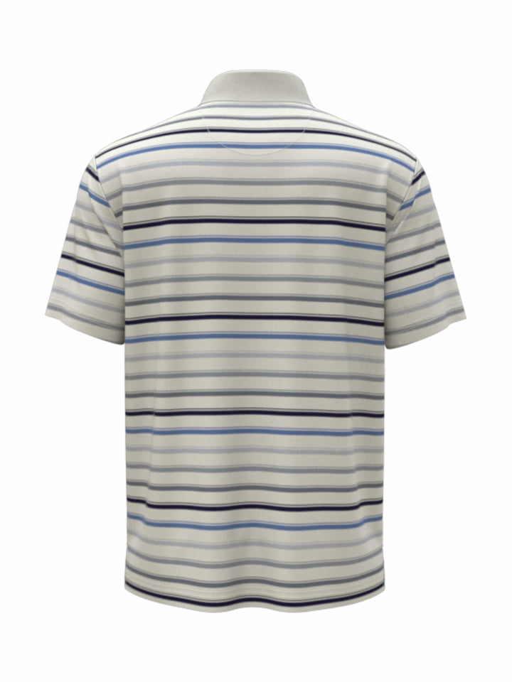 All-Over Stripe Print Golf Polo (Bright White) 