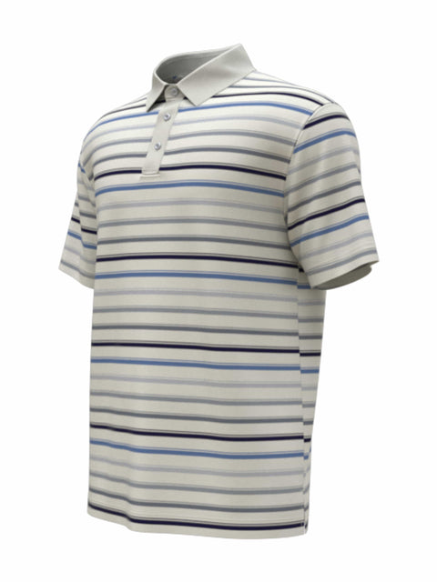 All-Over Stripe Print Golf Polo (Bright White) 