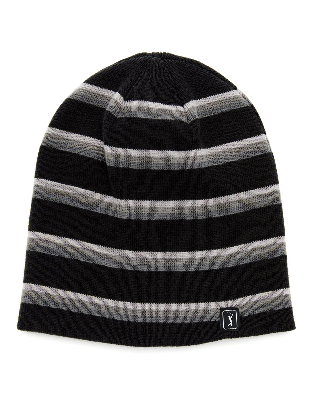All-Over Striped Golf Beanie (Caviar) 