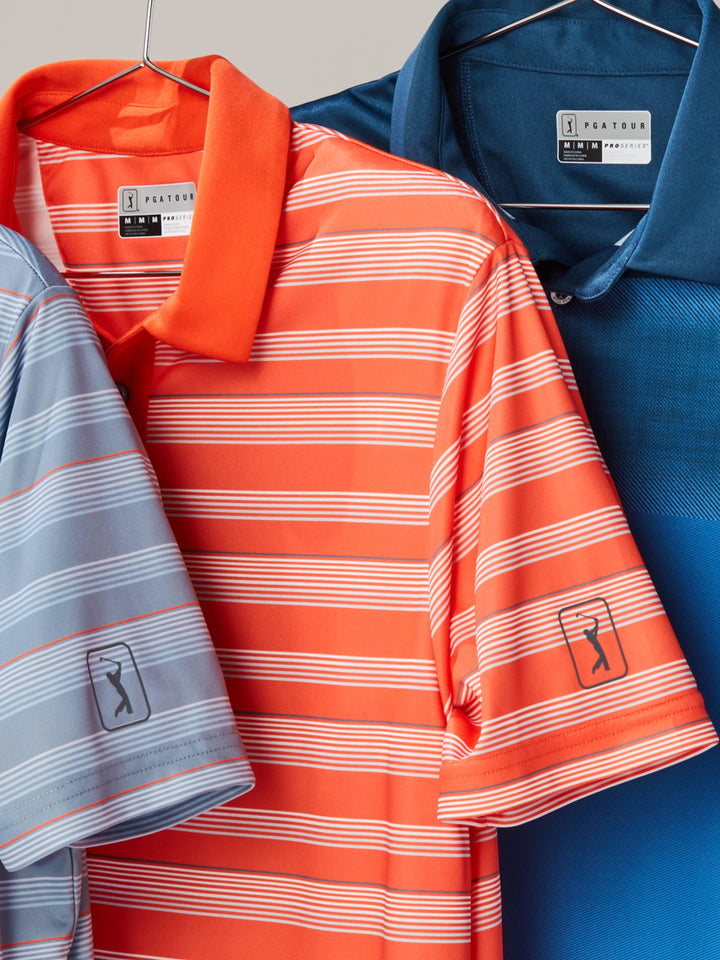 Men's Allover Energy Stripe Golf Polo