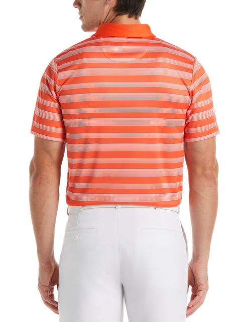 Allover Energy Stripe Golf Polo (Vermillion Orange) 