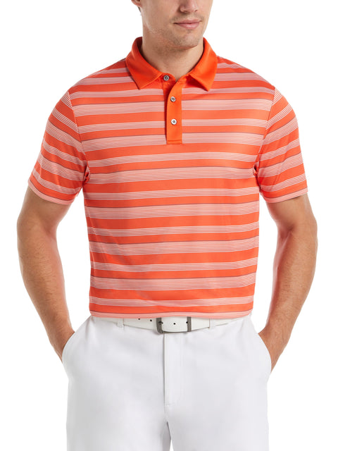 Allover Energy Stripe Golf Polo (Vermillion Orange) 