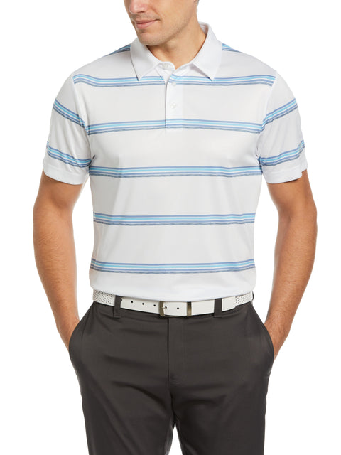 Allover Space Dye Stripe Golf Polo (Bright White) 