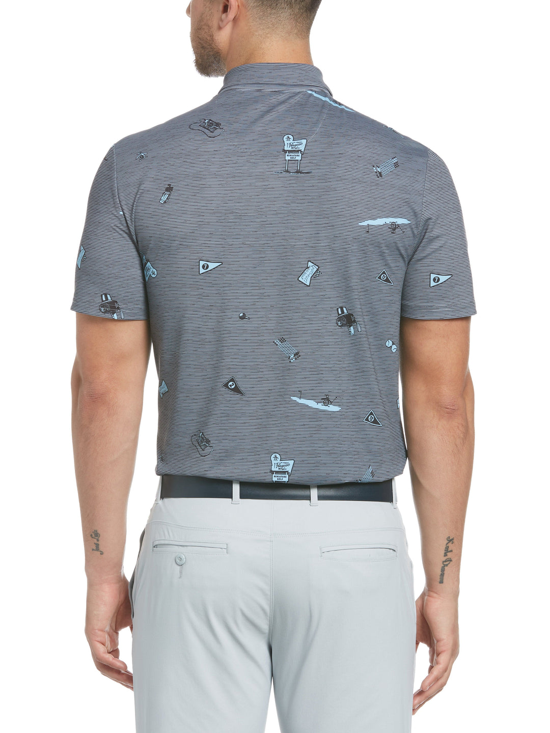 Men's Allover Textured Mini Golf Print Polo Shirt
