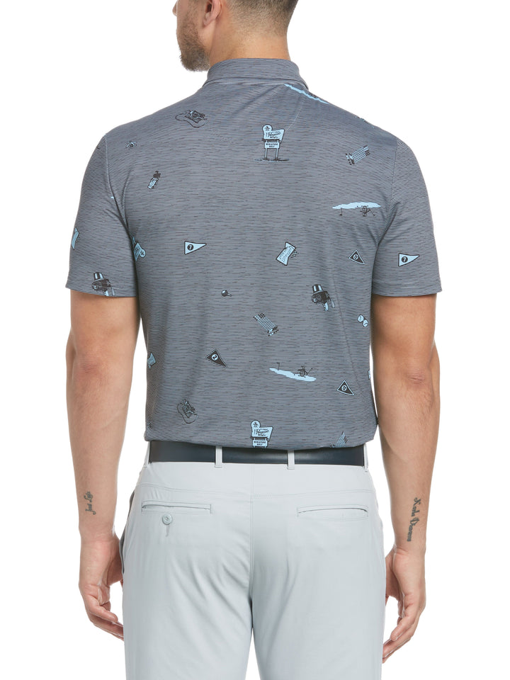 Men's Allover Textured Mini Golf Print Polo Shirt