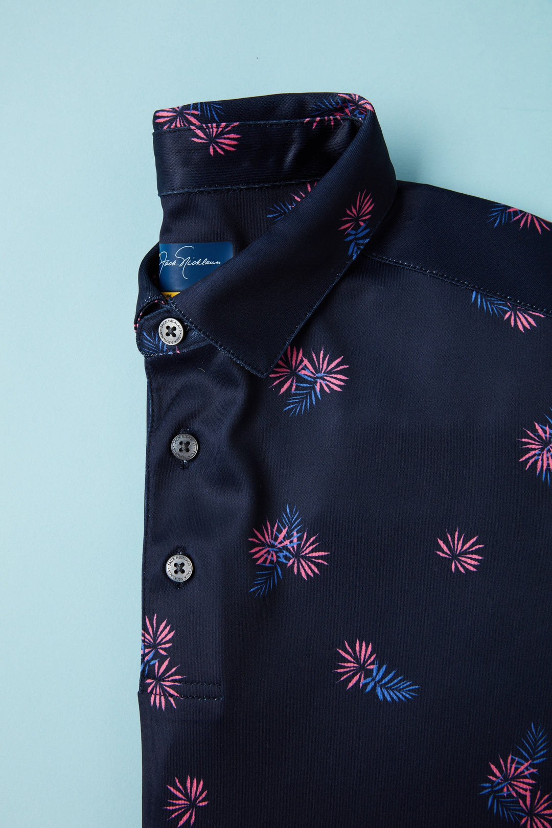 Men's Allover Tropical Print Textured Golf Polo