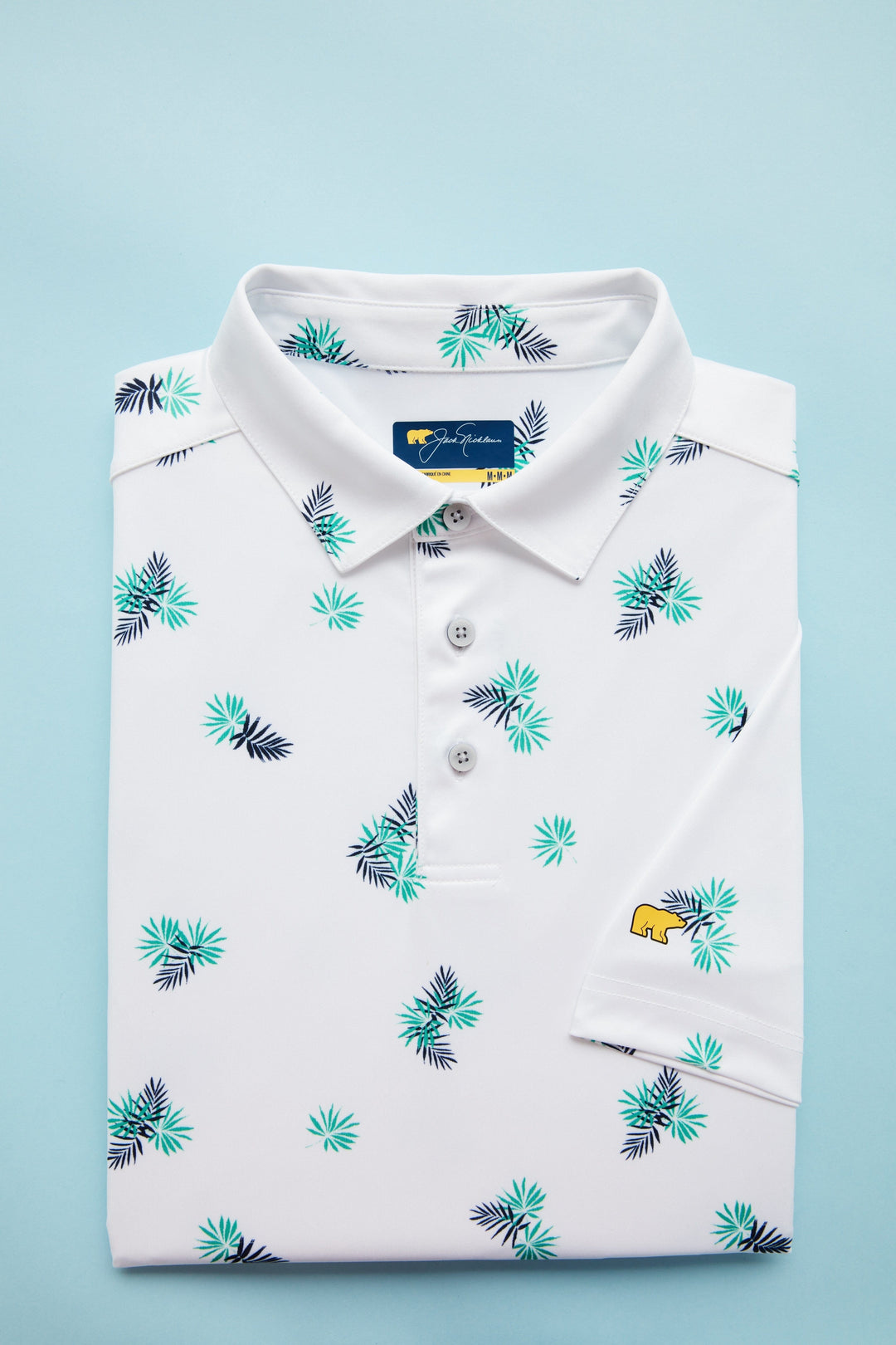 Men's Allover Tropical Print Textured Golf Polo