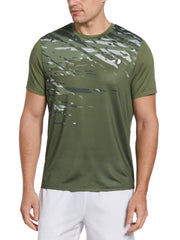 Asymmetric Camo Print Tennis Tee (Olivine) 