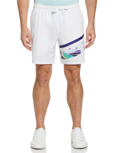 Asymmetric Print Performance 7" Tennis Short (Bright White) 