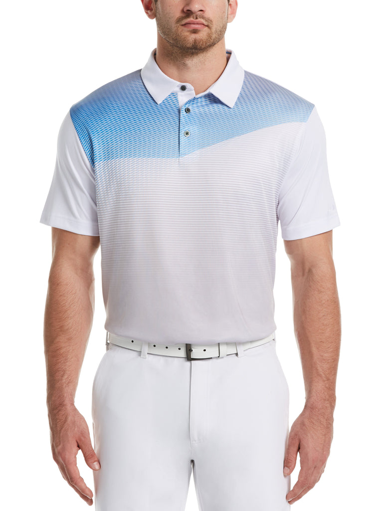 Men's Asymmetrical Front Panel Print Polo