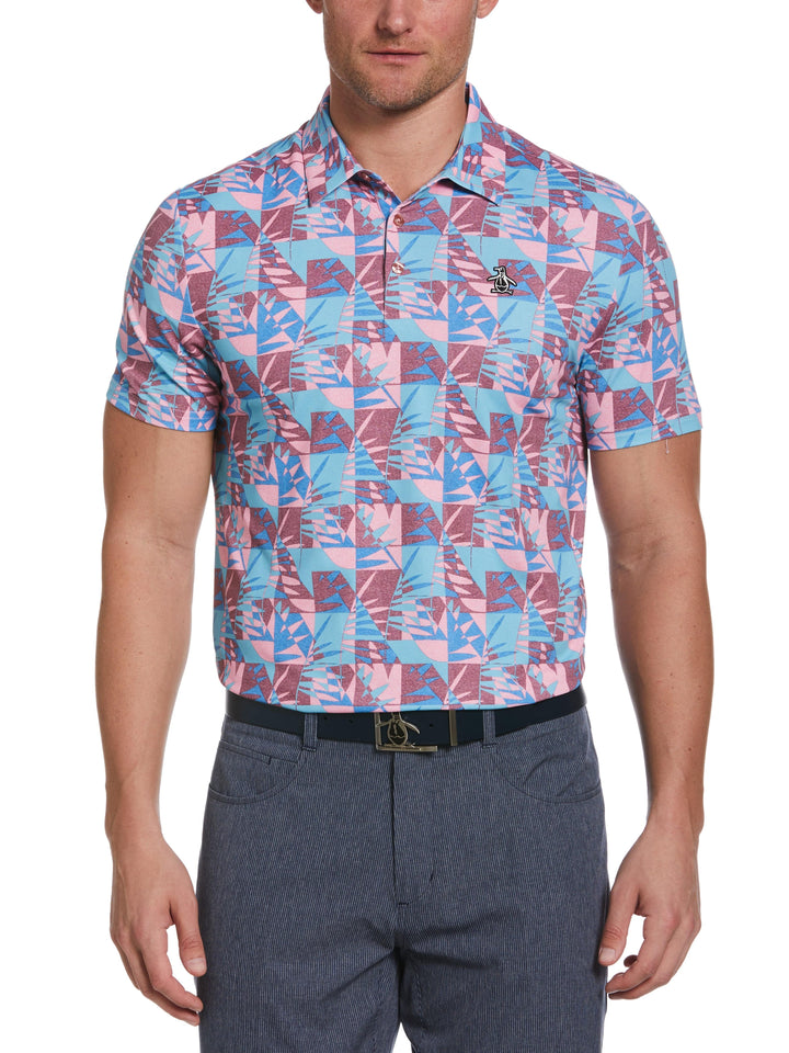 Cubist Floral Print Golf Polo (Cordovan) 