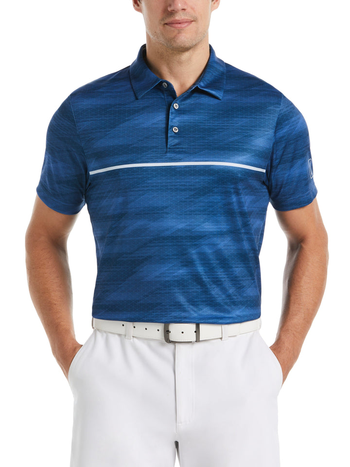 Digitized Chest Stripe Print Golf Polo (Poseidon) 