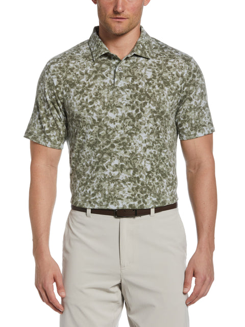 Distorted Floral Camo Print Golf Polo (Industrial Green) 