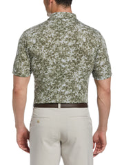 Distorted Floral Camo Print Golf Polo (Industrial Green) 