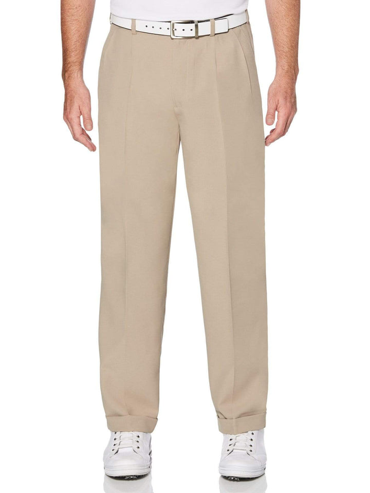 Men's Double Pleated Expandable Waistband Pant