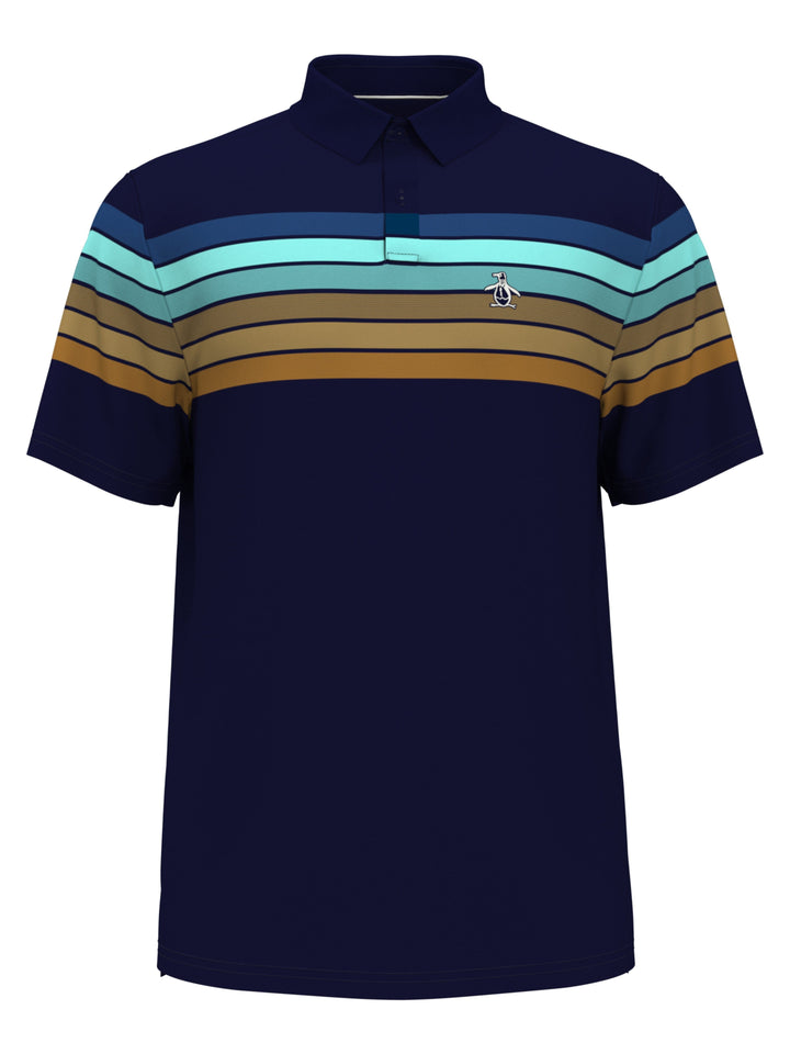 Engineered 70's Stripe Golf Polo (Black Iris) 