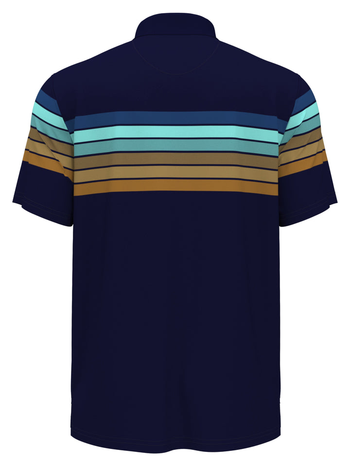 Engineered 70's Stripe Golf Polo (Black Iris) 