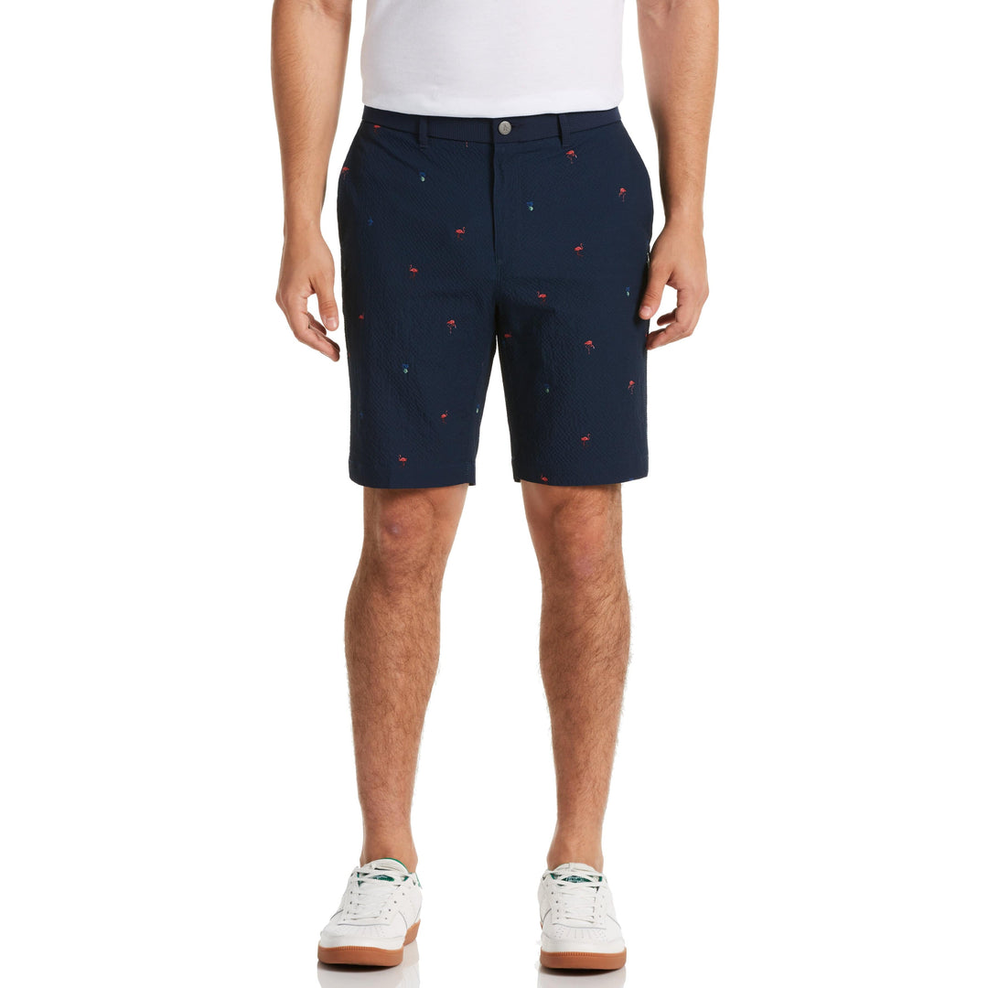 Flamingo Seersucker Golf Short (Black Iris) 