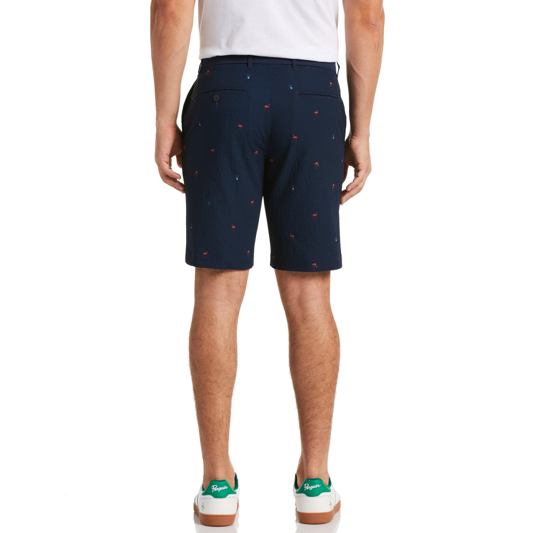 Flamingo Seersucker Golf Short (Black Iris) 