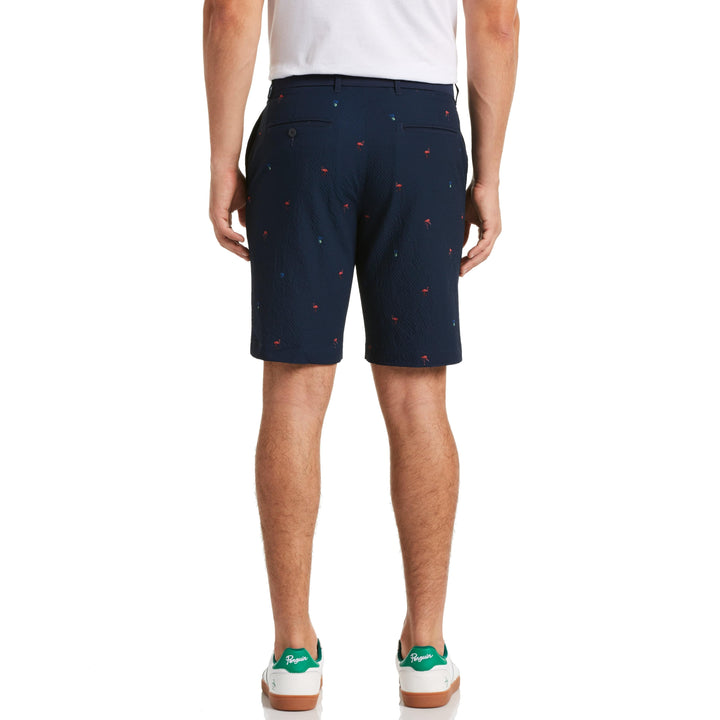 Flamingo Seersucker Golf Short (Black Iris) 