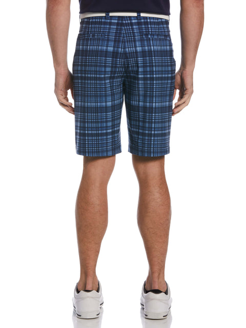 Flat Front 9" Printed Plaid Short (Classic Navy) 