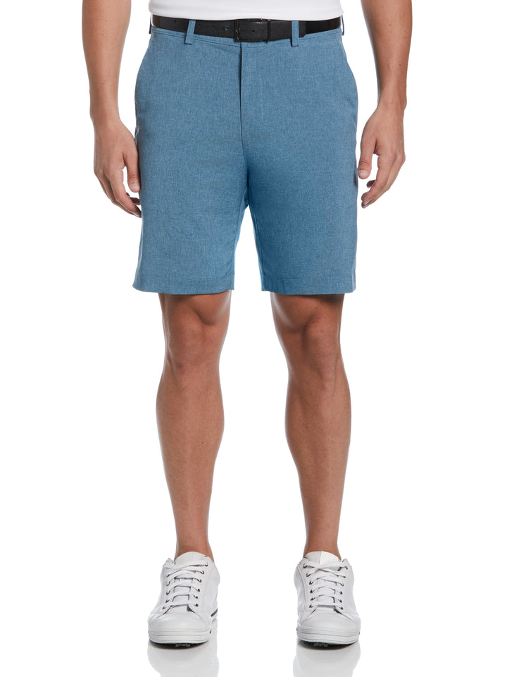 Flat Front Heather 9" Golf Short with Active Waistband (Soft Teal Htr) 