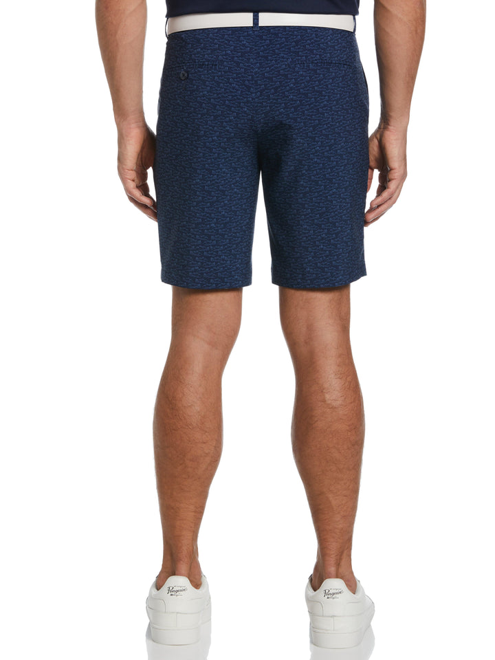 Flat Front Hiking Print Golf Short (Black Iris) 