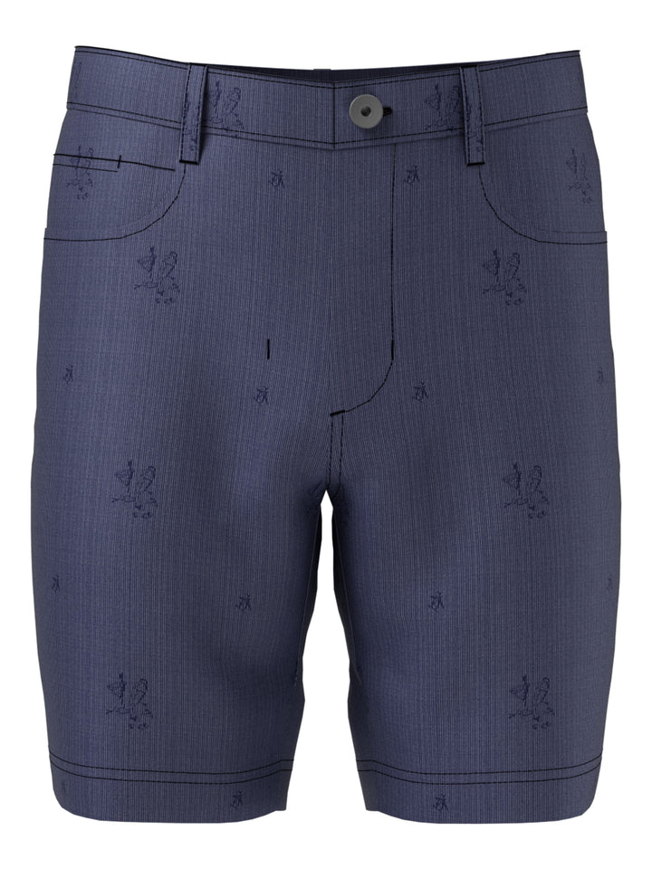 Flat Front Martini Print 5-Pocket 8" Golf Short (Black Iris) 