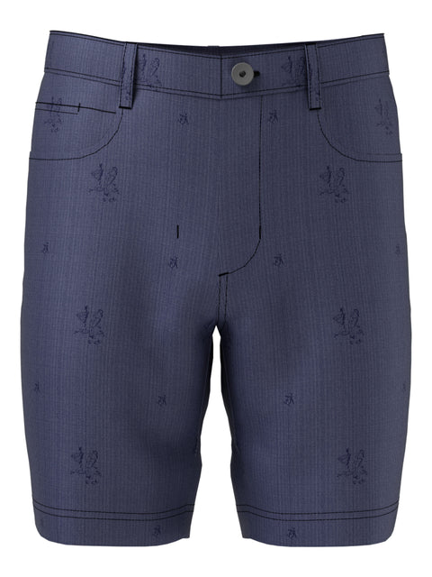 Flat Front Martini Print 5-Pocket 8" Golf Short (Black Iris) 