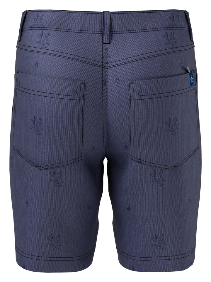 Flat Front Martini Print 5-Pocket 8" Golf Short (Black Iris) 