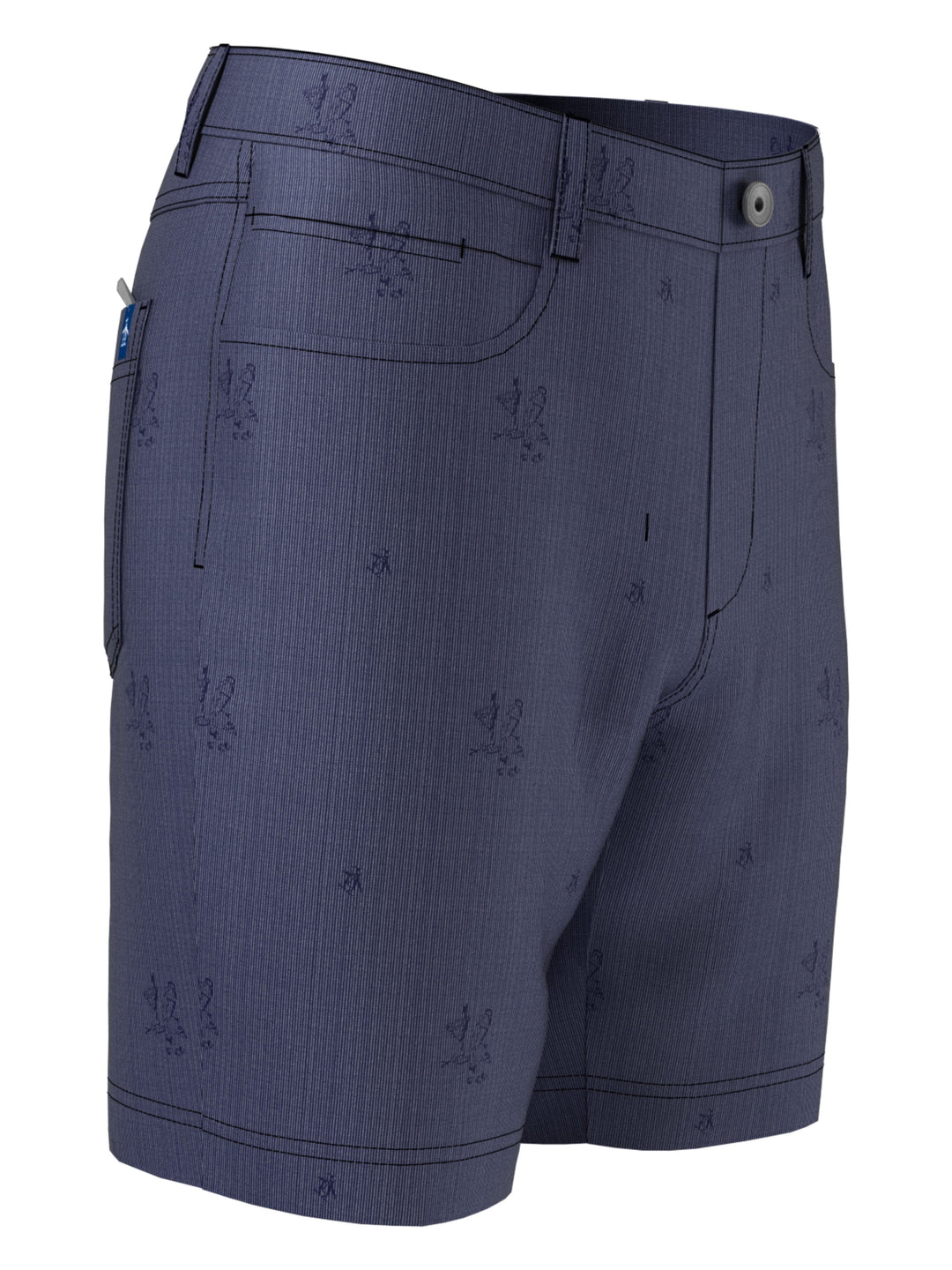 Men's Flat Front Martini Print 5-Pocket 8" Golf Short