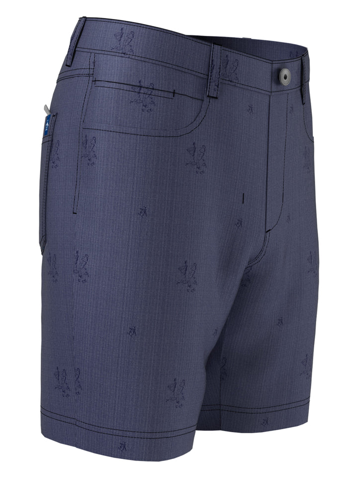 Men's Flat Front Martini Print 5-Pocket 8" Golf Short