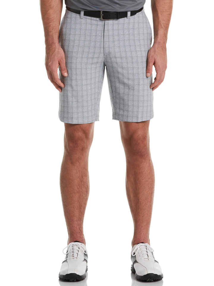 Men's Flat Front Plaid Printed Short With Active Waistband