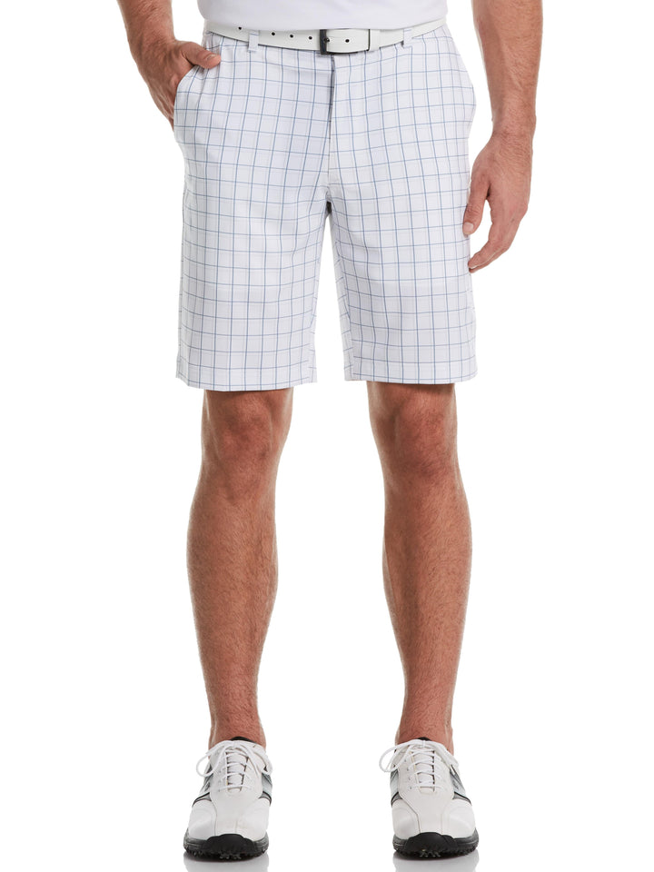 Men's Flat Front Plaid Printed Short With Active Waistband