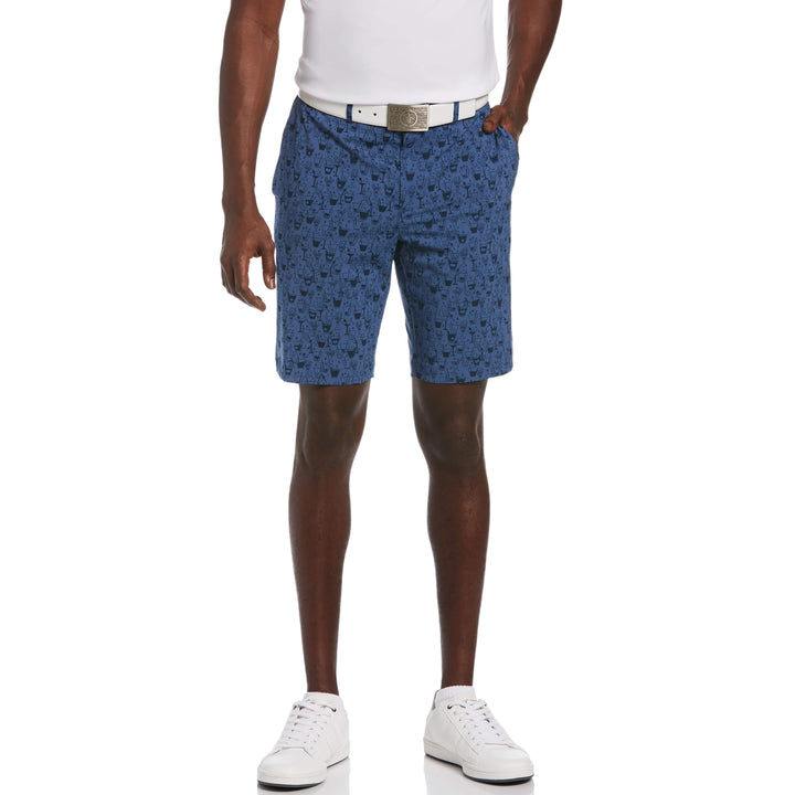 Flat Front Printed Hybrid Golf Short (Black Iris) 