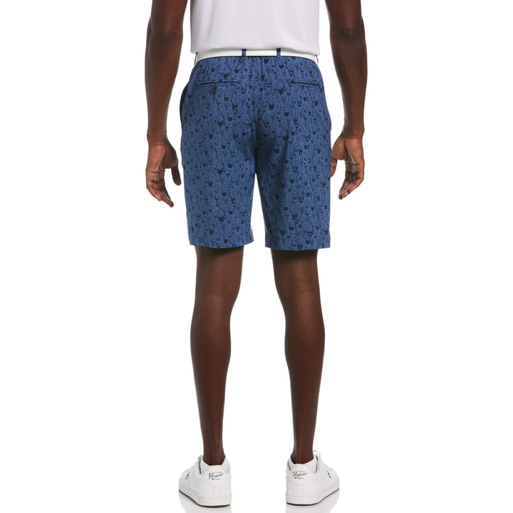 Flat Front Printed Hybrid Golf Short (Black Iris) 