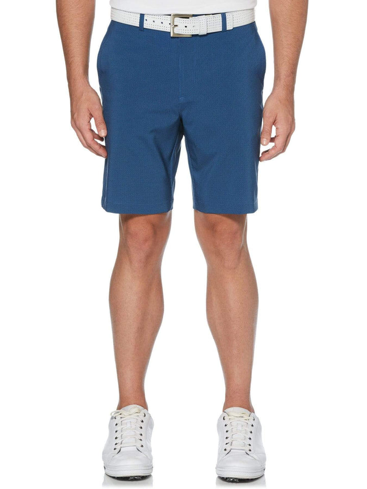 Men's Flat Front Printed Tech Herringbone Short with Active Waistband