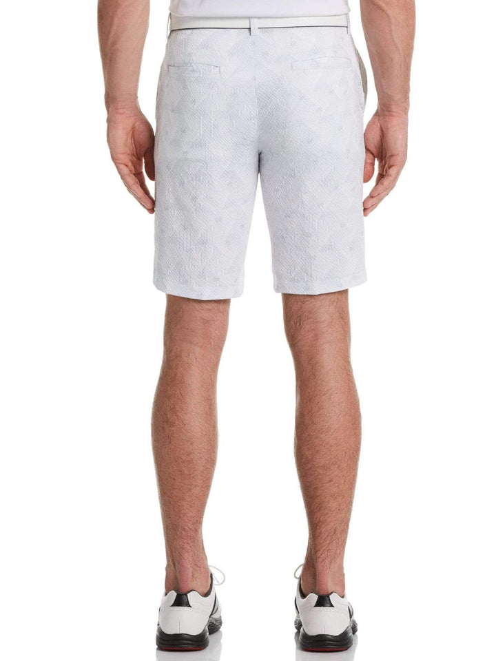 Men's Flat Front Seersucker Geometric Palm Print Golf Short