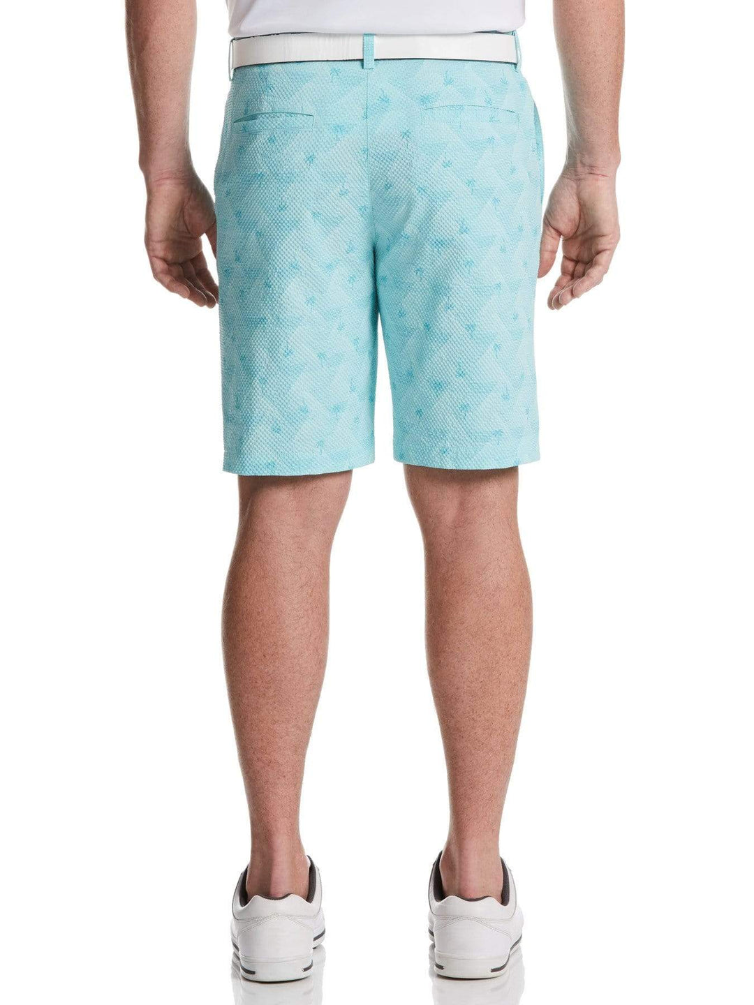 Men's Flat Front Seersucker Geometric Palm Print Golf Short